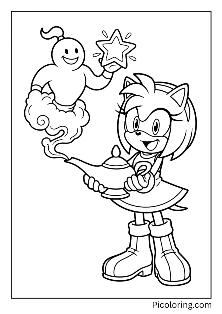 Amy Rose with a Genie Lamp