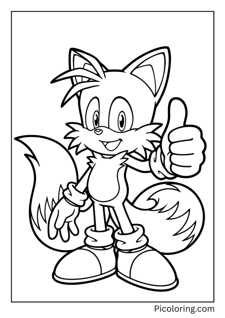 Tails giving a big thumbs up and smiling