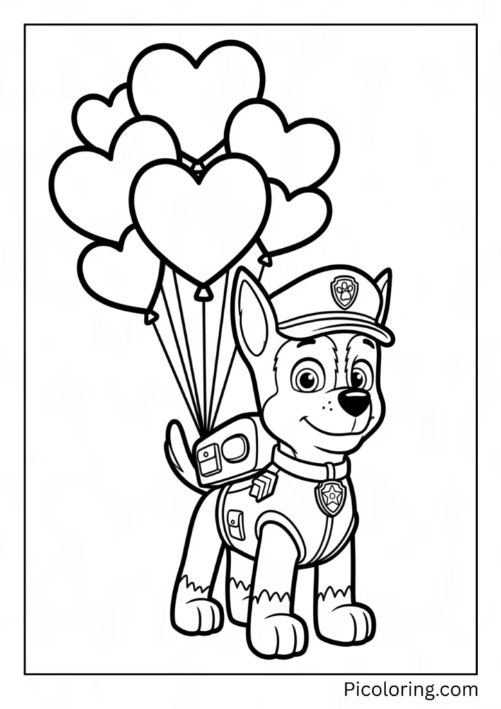 Chase holds heart balloons for his valentine best friend