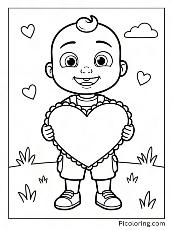 JJ holding a big heart shaped on a sweet Valentines Day
