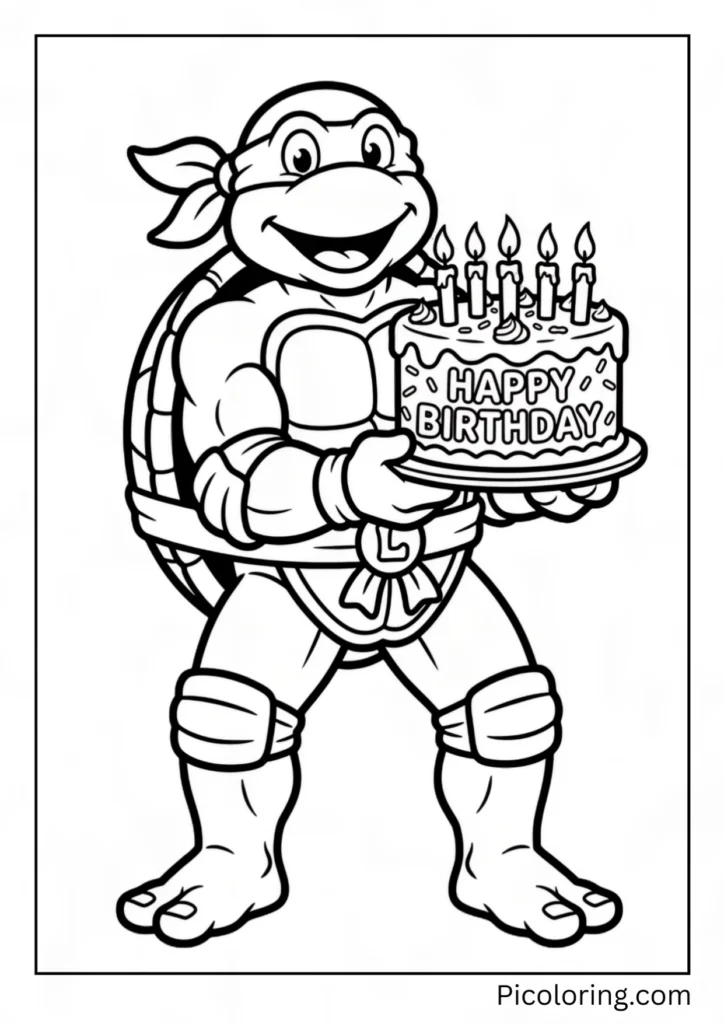 Leonardo holding birthday cake with candles
