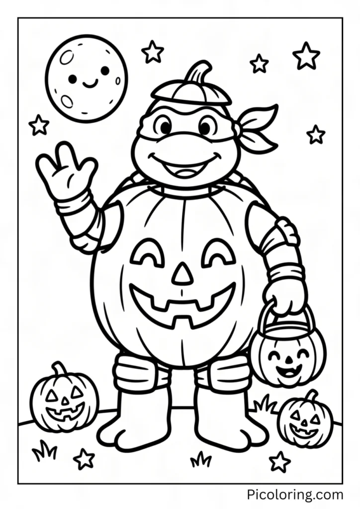 Raphael in simple pumpkin Halloween costume