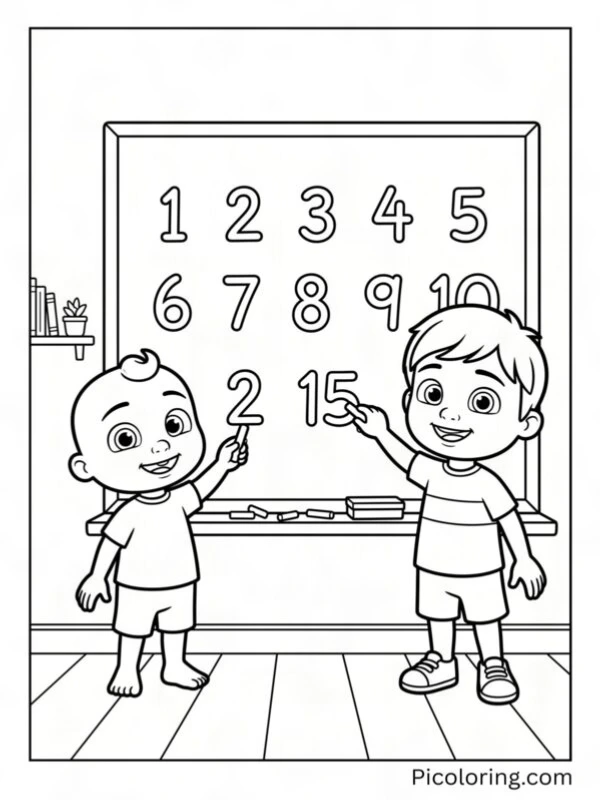TomTom and JJ counting numbers on the school board
