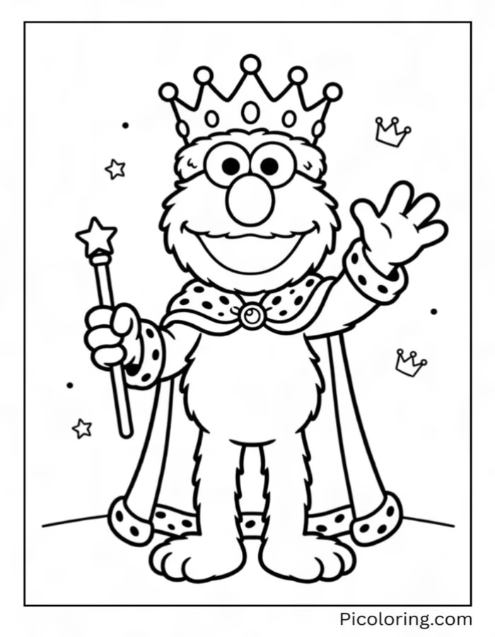 Elmo dressed as a brave royal king