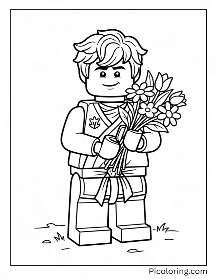 Jay Walker holds a bunch of flowers