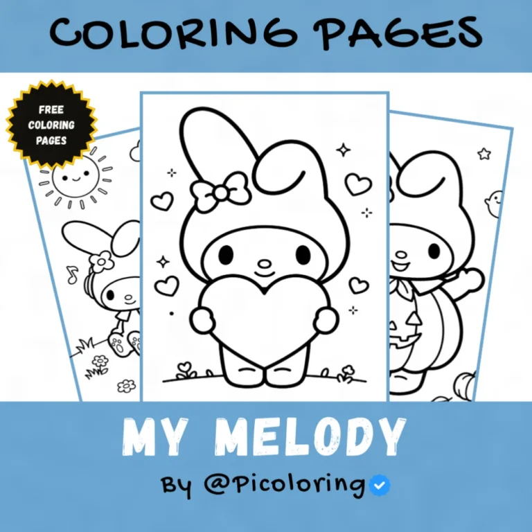 My Melody Coloring Pages Thumbnail 1000x1000