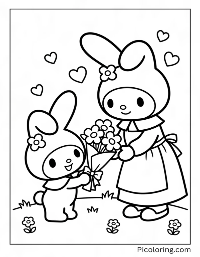 My Melody giving her mom flowers on Mothers Day
