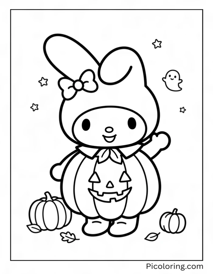 My Melody in simple pumpkin Halloween costume