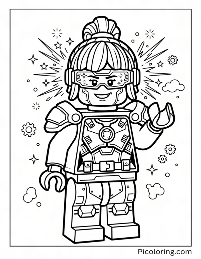 Pixal the robot ninja smiling with a glowing visor