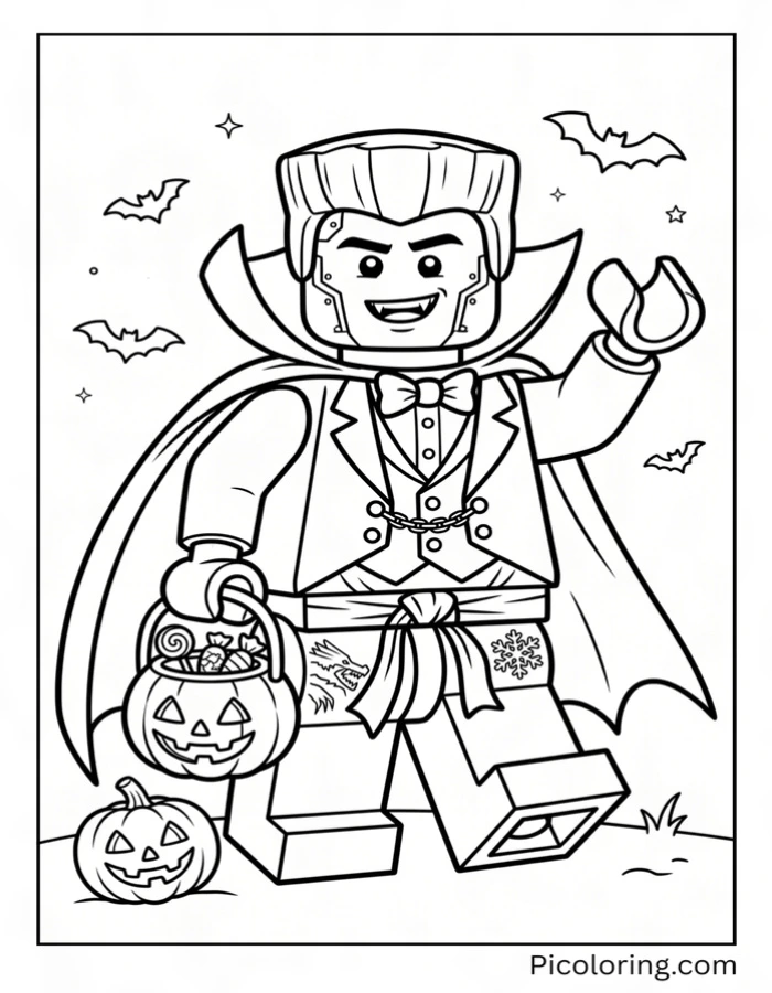 Zane dressed as a vampire going trick-or-treating on Halloween